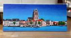 Skyline Dordrecht, Acryl op katoenen doek 30x70 cm, Antiek en Kunst, Kunst | Schilderijen | Modern, Ophalen of Verzenden