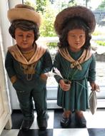 2 grote poppen , jongen en meisje., Antiek en Kunst, Ophalen