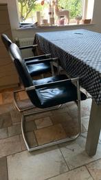 Zwarte leren eetkamerstoelen, Ophalen, Gebruikt, Zwart, Metaal