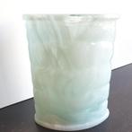 Lichtgroene witte marmerlook glazen vaas Spaans 2603, Minder dan 50 cm, Groen, Glas, Ophalen of Verzenden