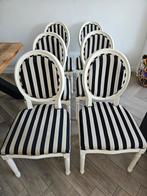 6 eetkamer stoelen zwart/wit gestreept, Huis en Inrichting, Stoelen, Ophalen, Gebruikt, Wit, Stof