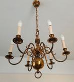 Messing Hollandse bolkroonluchter zesarmig, Ophalen