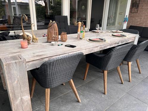 Steigerhouten tafel met bank, Tuin en Terras, Tuinbanken, Gebruikt, Hout, Ophalen