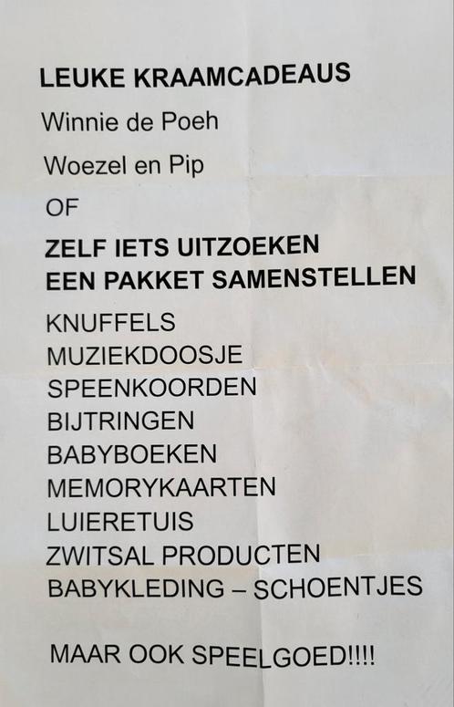 Zelf een kraamcadeau samenstellen ? Dat kan, Kinderen en Baby's, Kraamcadeaus en Geboorteborden, Nieuw, Kraamcadeau, Ophalen of Verzenden