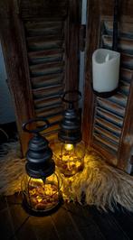 Sfeervolle Colmore bronzen deco lantaarnlampen.Nu Herfstdeco, Ophalen of Verzenden, Zo goed als nieuw, Metaal, Kandelaar