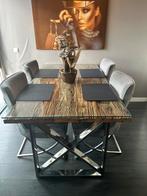 Eethoek tafel met 4 stoelen inc glasplaat, Huis en Inrichting, Complete inboedels, Ophalen of Verzenden