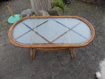 Vintage rotan salontafel Rohé Noordwolde jaren 60 Sliedregt  beschikbaar voor biedingen