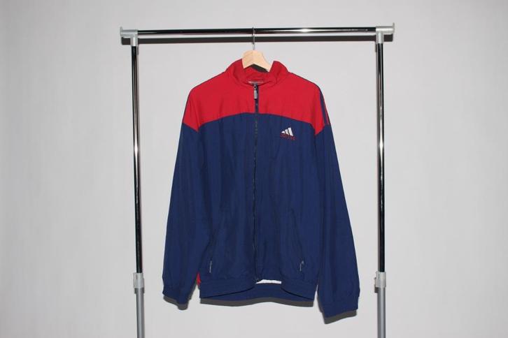 Retro Adidas Blue and Red Track Jacket, Kleding | Heren, Sportkleding, Zo goed als nieuw, Algemeen, Maat 52/54 (L), Blauw, Ophalen of Verzenden
