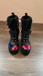 MSGM biker boots zwart bloemen veterlaarsjes platform 39, Nieuw, MSGM, Ophalen of Verzenden, Hoge laarzen