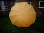 vintage parasol katoen oranje  kan knikken 200  cm, Tuin en Terras, Parasols, Ophalen of Verzenden, Stokparasol