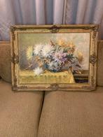 Bloemenstilleven  groot gouden schilderij handgeschilderd, Antiek en Kunst, Kunst | Schilderijen | Klassiek, Ophalen of Verzenden