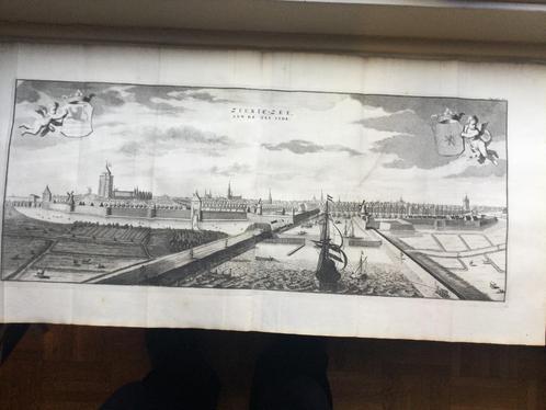 Zeeland, aanzicht Zierikzee zeezijde antieke gravure, 1696, Antiek en Kunst, Kunst | Etsen en Gravures, Verzenden