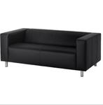 IKEA KLIPPAN 2-zitsbank – zwart (leer), Ophalen, Zo goed als nieuw, Tweepersoons, Zwart