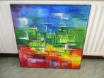 SCHILDERIJ OP DOEK KLEURRIJK 70 X 70 CM. IN NETTE STAAT, Ophalen of Verzenden