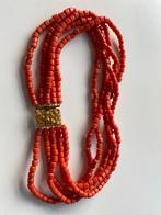 Prachtige Koraal Ketting met Gouden Sluiting, Ophalen of Verzenden, Zo goed als nieuw, Met edelsteen, Rood