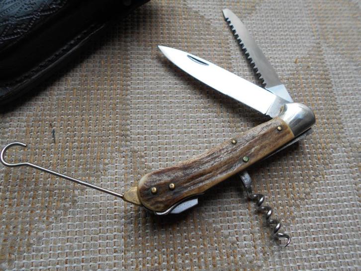 Vintage Jacht Mes dolk Solingen Zakmes Hertshoorn jagen, Antiek en Kunst, Antiek | Gereedschap en Instrumenten, Ophalen of Verzenden