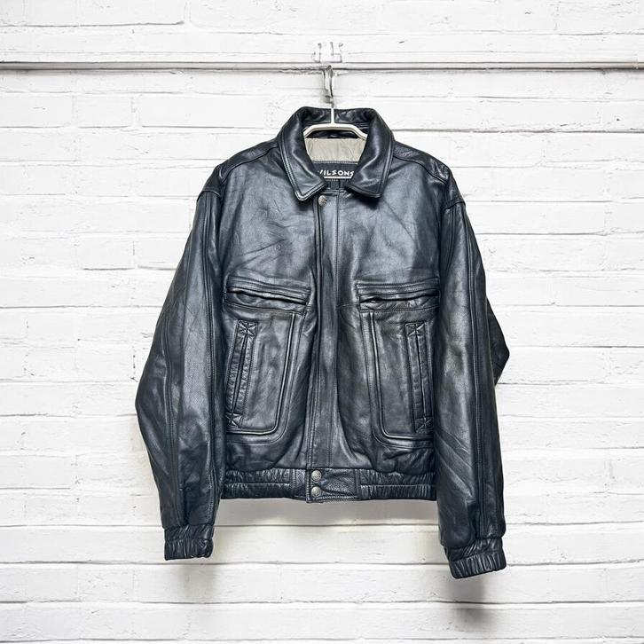 Vintage Jas Maat S Zwart Moto Style Leer Wilsons Unisex, Kleding | Heren, Jassen | Winter, Gedragen, Maat 46 (S) of kleiner, Zwart