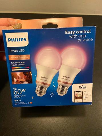 Philips Smart ledlamp E27 8W 2 stuks nieuw van € 32,99 > beschikbaar voor biedingen