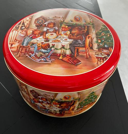 Zeer leuk groot blik beer beren kerst tafereel, Verzamelen, Blikken, Gebruikt, Overige, Overige merken, Ophalen of Verzenden