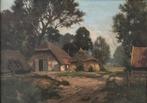 A.W. van Duuren boerderij landschap oud antiek schilderij, Ophalen of Verzenden