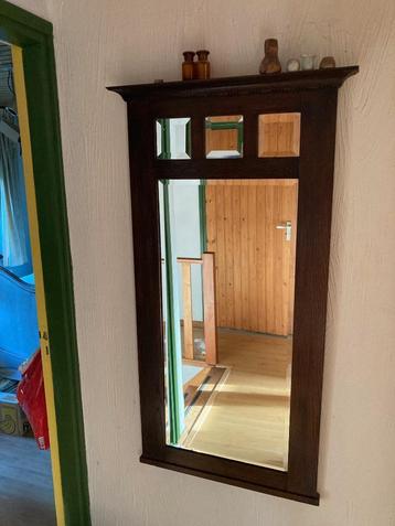 Antieke halspiegel met geslepen glas beschikbaar voor biedingen