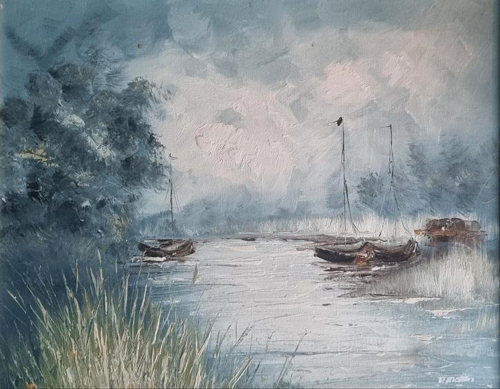 R. Molin – Olieverf op doek, Antiek en Kunst, Kunst | Schilderijen | Klassiek, Ophalen of Verzenden