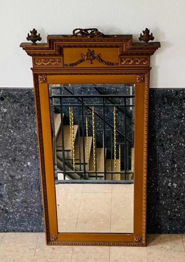 Antieke Empire- Spiegel XXL - met Ornamenten -1890, Antiek en Kunst, Antiek | Spiegels, Rechthoekig, Ophalen