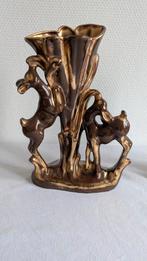 Kitsch Franse Retro Vintage vaas en beeldje herten en goud, Ophalen of Verzenden