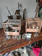Brocante vogelkooitjes met toebehoren., Ophalen of Verzenden