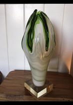 Groot glazen design object gesloten bloem knop groen 36 cm h, Ophalen of Verzenden