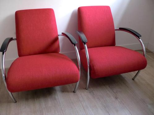 gelderland 5470 fauteuil design jan des bouvrie als nieuw 2x, Huis en Inrichting, Fauteuils, Zo goed als nieuw, Hout, Stof, 50 tot 75 cm
