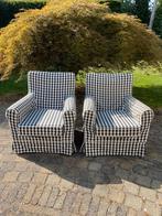 2 zwart wit geblokte fauteuils/stoelen, Huis en Inrichting, Fauteuils, Ophalen, Gebruikt, Stof