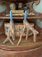 Set houten kandelaren, Ophalen of Verzenden, Hout, Minder dan 25 cm