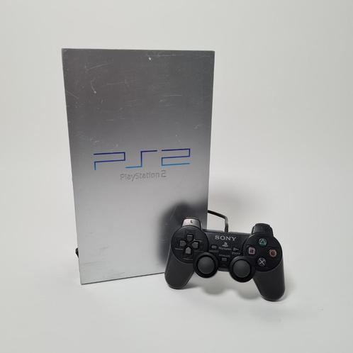 Playstation 2 Phat Zilver met Zwarte Controller, Spelcomputers en Games, Spelcomputers | Sony PlayStation 2, Gebruikt, Phat, Zilver