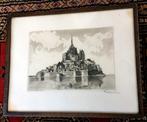 Schilderij Le Mont - Saint Michel (face est) 32,5 bij 26 cm, Ophalen of Verzenden