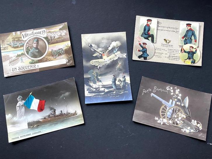 5 ansichtkaarten uit de eerste wereldoorlog, Verzamelen, Militaria | Algemeen, Landmacht, Foto of Poster, Overige gebieden, Ophalen of Verzenden