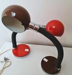 Bollampen tafellampen jaren 70 rood bruin vintage Space Age, Ophalen, Gebruikt, Metaal, Retro vintage Space Age Scandinavisch interieur design