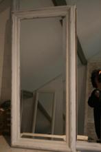 853 Witte houten spiegel Facet geslepen 45 cm x 95 cm, Huis en Inrichting, Woonaccessoires | Spiegels, Minder dan 50 cm, Ophalen of Verzenden