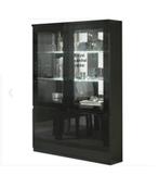 2 deuren Vitrinekast hoogglans wit marmer zwart SALE, Huis en Inrichting, Nieuw, Glas, 25 tot 50 cm, Ophalen of Verzenden