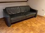 Lederen 3-zitsbank - Donkerblauw/Grijs - GRATIS!, Ophalen, Gebruikt, Driepersoons, Rechte bank