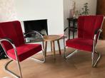 Set van 2 Gispen 412 stoelen, rood, i.z.g.s., Huis en Inrichting, Fauteuils, Ophalen, Minder dan 75 cm, Zo goed als nieuw, Metaal