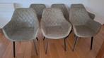 6 groene eettafel stoelen zwart metalen poot, Huis en Inrichting, Stoelen, Ophalen, Overige kleuren, Modern, Vijf, Zes of meer stoelen
