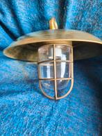 Koperen Scheepslamp in mooie staat, Huis en Inrichting, Lampen | Hanglampen, Gebruikt, Ophalen of Verzenden, Glas, Nautisch