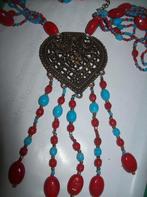 Ketting Rood Blauwe Steen Mooie Grote Hanger Kwast, Sieraden, Tassen en Uiterlijk, Kettingen, Verzenden, Nieuw, Steen of Mineraal