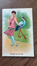 Humor. Vrouw en ooievaar. Ge komt niet bij mij., Ophalen of Verzenden, Ongelopen, Overige thema's