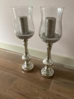 2 glazen kandelaars met craquele effect, Ophalen, Overige materialen, Overige kleuren, 50 tot 75 cm