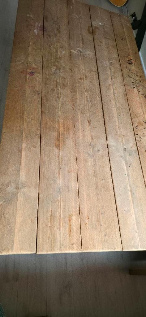 Robuuste eettafel met stalen X poten, Huis en Inrichting, Tafels | Eettafels, Gebruikt, 50 tot 100 cm, 200 cm of meer, Vijf personen of meer