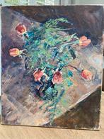 Frans schilderij met rozenknoppen, Antiek en Kunst, Kunst | Schilderijen | Abstract, Ophalen of Verzenden
