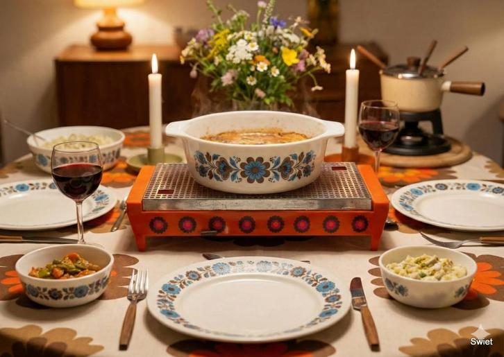 2236 Brabantia Patrice oranje rechaud bloemen 70s swiet, Huis en Inrichting, Keuken | Keukenbenodigdheden, Ophalen of Verzenden