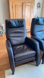 Mol & Geurts relax stoelen fauteuils donkerbruin kalfsleder, Leer, 75 tot 100 cm, Zo goed als nieuw, Ophalen